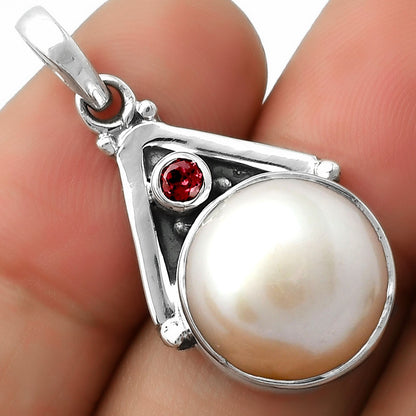 Natural Fresh Water Pink Pearl & Garnet Pendant P-1090 SDP112248