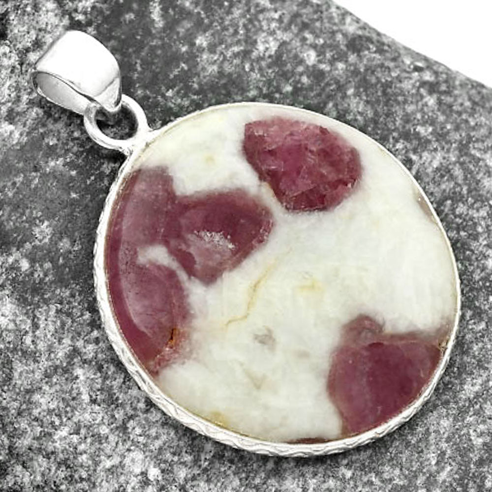 Pink Tourmaline Matrix in Quartz Pendant P-1053 SDP112390