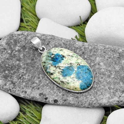 Natural K2 Blue - Azurite In Quartz Pendant P-1053 SDP112597