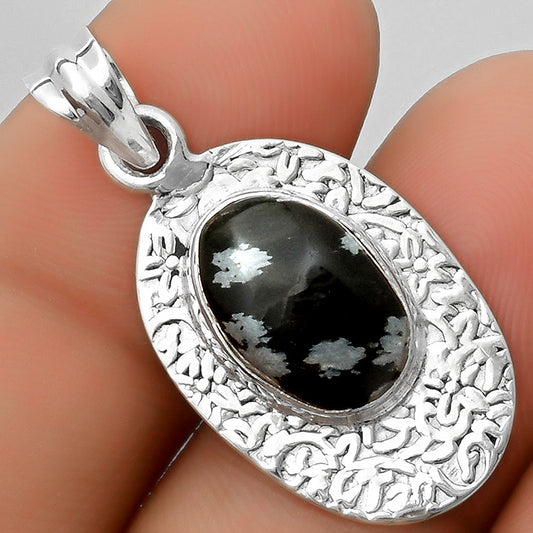 Natural Snow Flake Obsidian Pendant P-1392 SDP112685