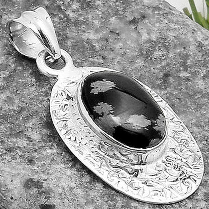 Natural Snow Flake Obsidian Pendant P-1392 SDP112685