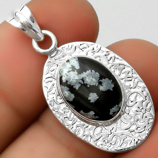 Natural Snow Flake Obsidian Pendant P-1392 SDP112702