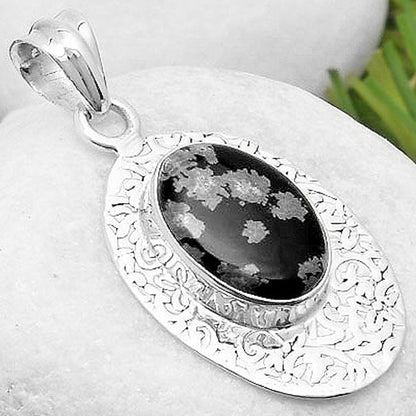 Natural Snow Flake Obsidian Pendant P-1392 SDP112702