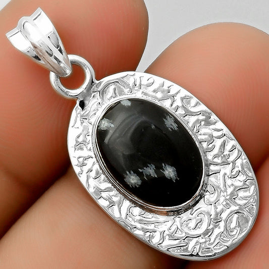 Natural Snow Flake Obsidian Pendant P-1392 SDP112703