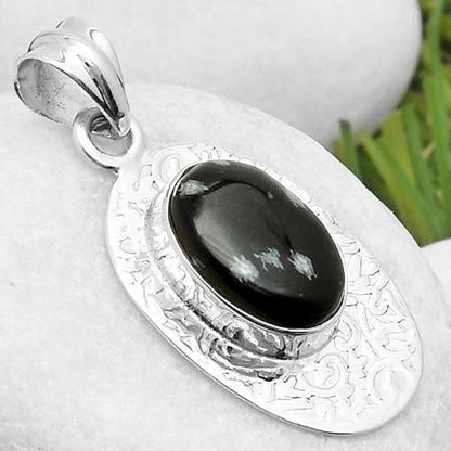 Natural Snow Flake Obsidian Pendant P-1392 SDP112703