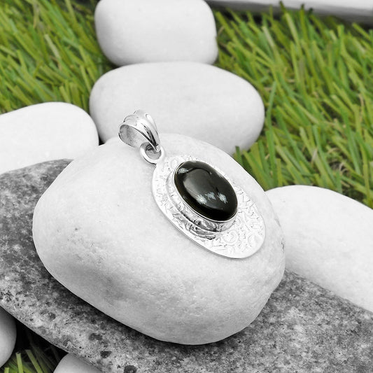 Natural Snow Flake Obsidian Pendant P-1392 SDP112703