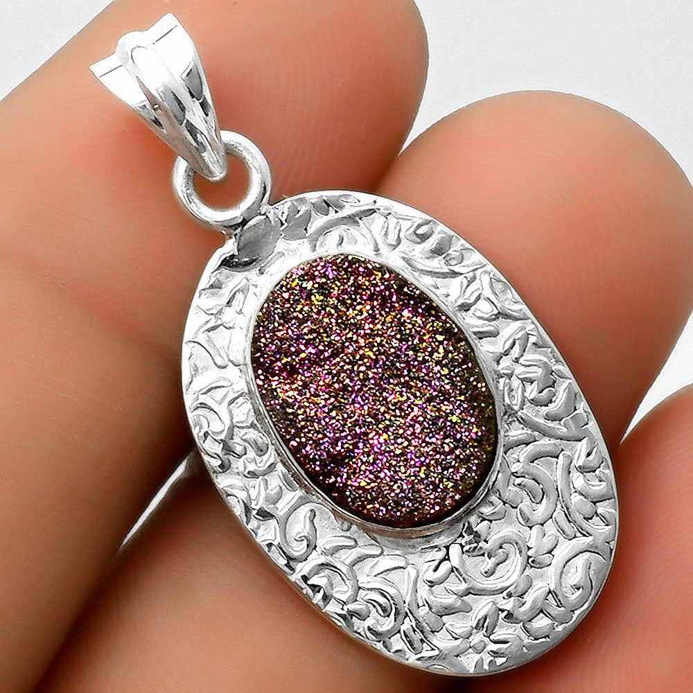 Natural Titanium Druzy Pendant P-1392 SDP112707