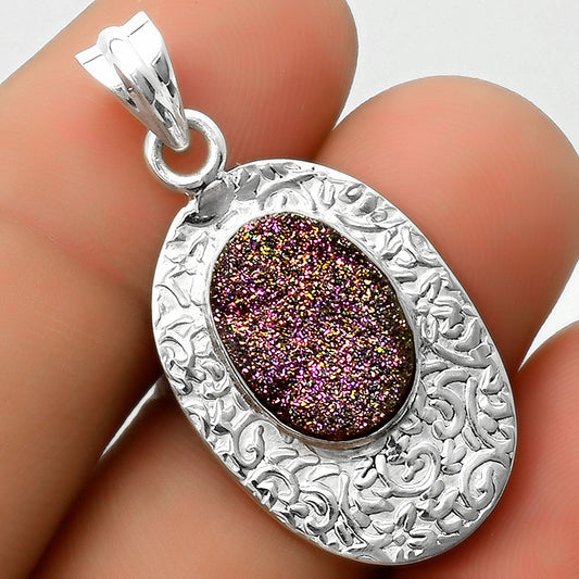 Natural Titanium Druzy Pendant P-1392 SDP112707