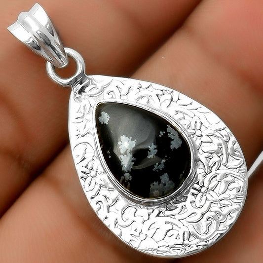 Natural Snow Flake Obsidian Pendant P-1392 SDP112713