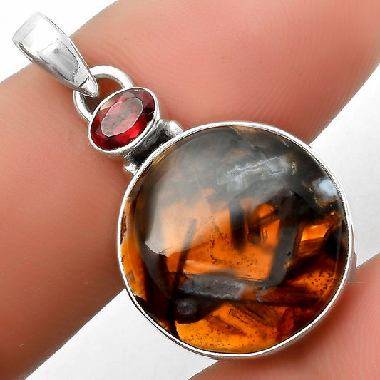 Natural Tube Agate - Turkish & Garnet Pendant P-1077 SDP112775
