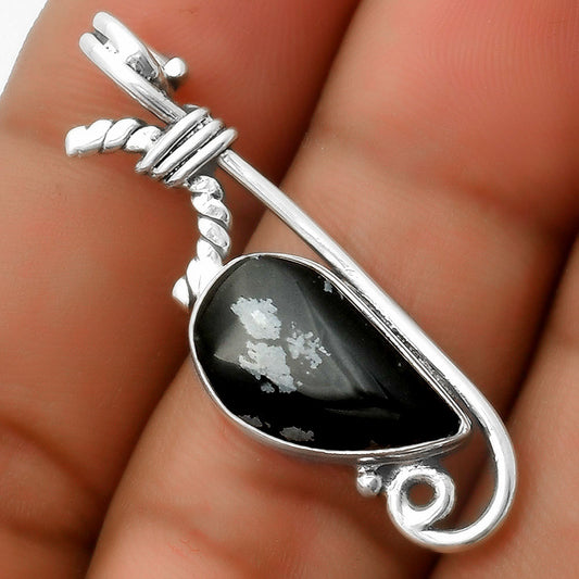 Natural Snow Flake Obsidian Pendant P-1682 SDP112892
