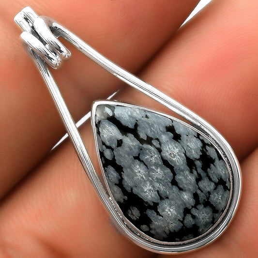 Natural Snow Flake Obsidian Pendant P-1590 SDP112953