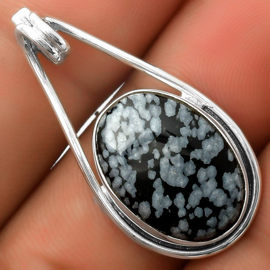 Natural Snow Flake Obsidian Pendant P-1590 SDP112955