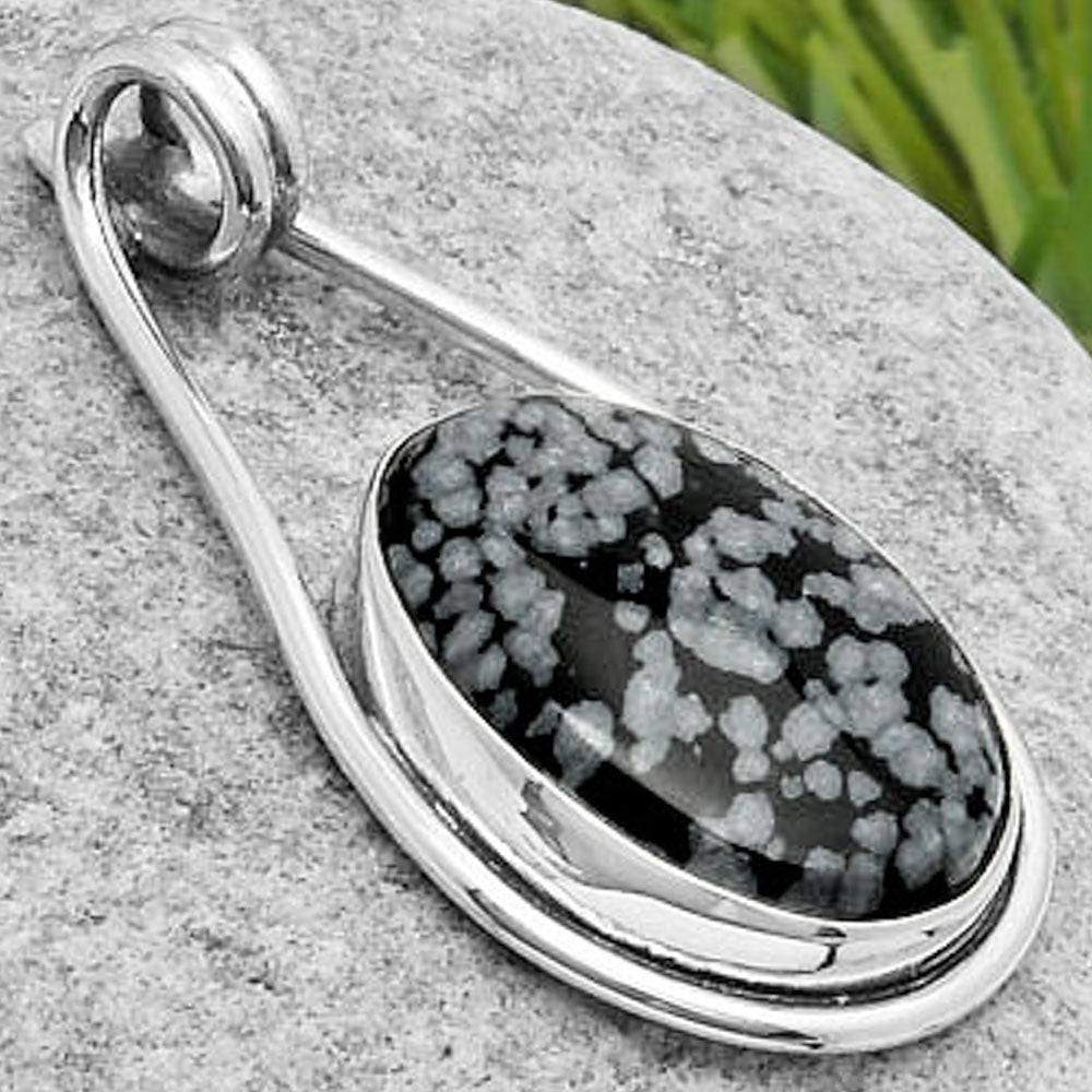 Natural Snow Flake Obsidian Pendant P-1590 SDP112955