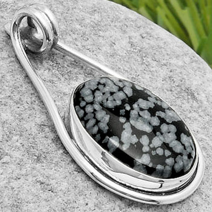 Natural Snow Flake Obsidian Pendant P-1590 SDP112955