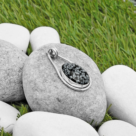 Natural Snow Flake Obsidian Pendant P-1590 SDP112955