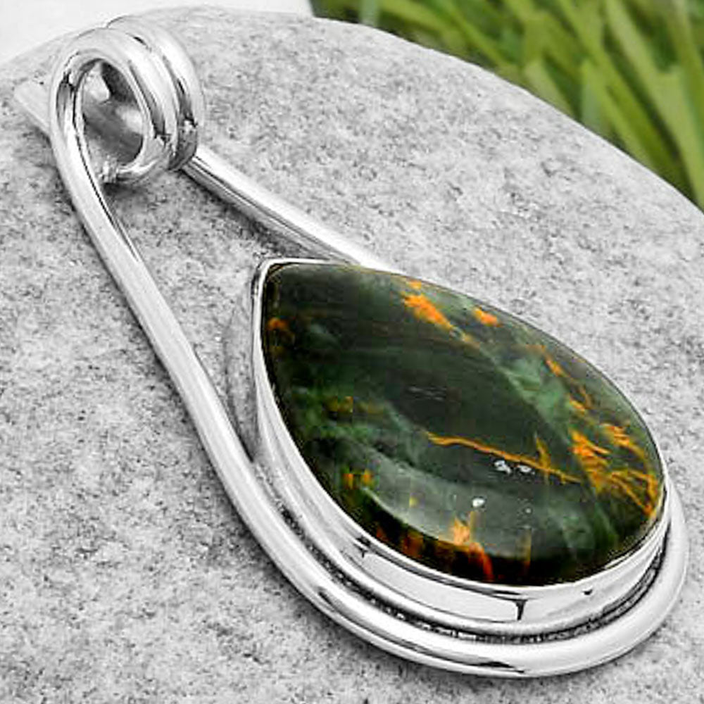 Natural Turkish Rainforest Chrysocolla Pendant P-1590 SDP112959