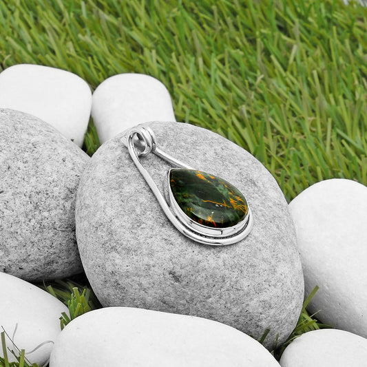 Natural Turkish Rainforest Chrysocolla Pendant P-1590 SDP112959