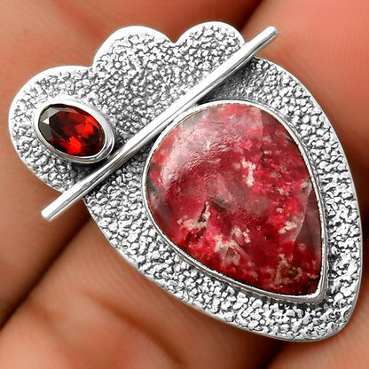 Natural Pink Thulite Norway & Garnet Pendant P-1338 SDP113014