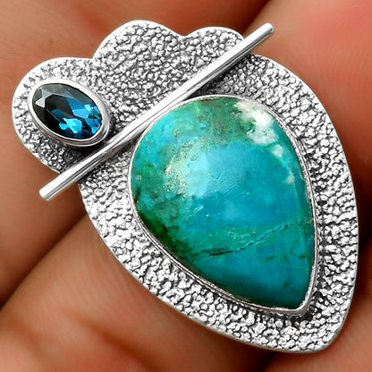 Azurite Chrysocolla & London Blue Topaz Pendant P-1338 SDP113027