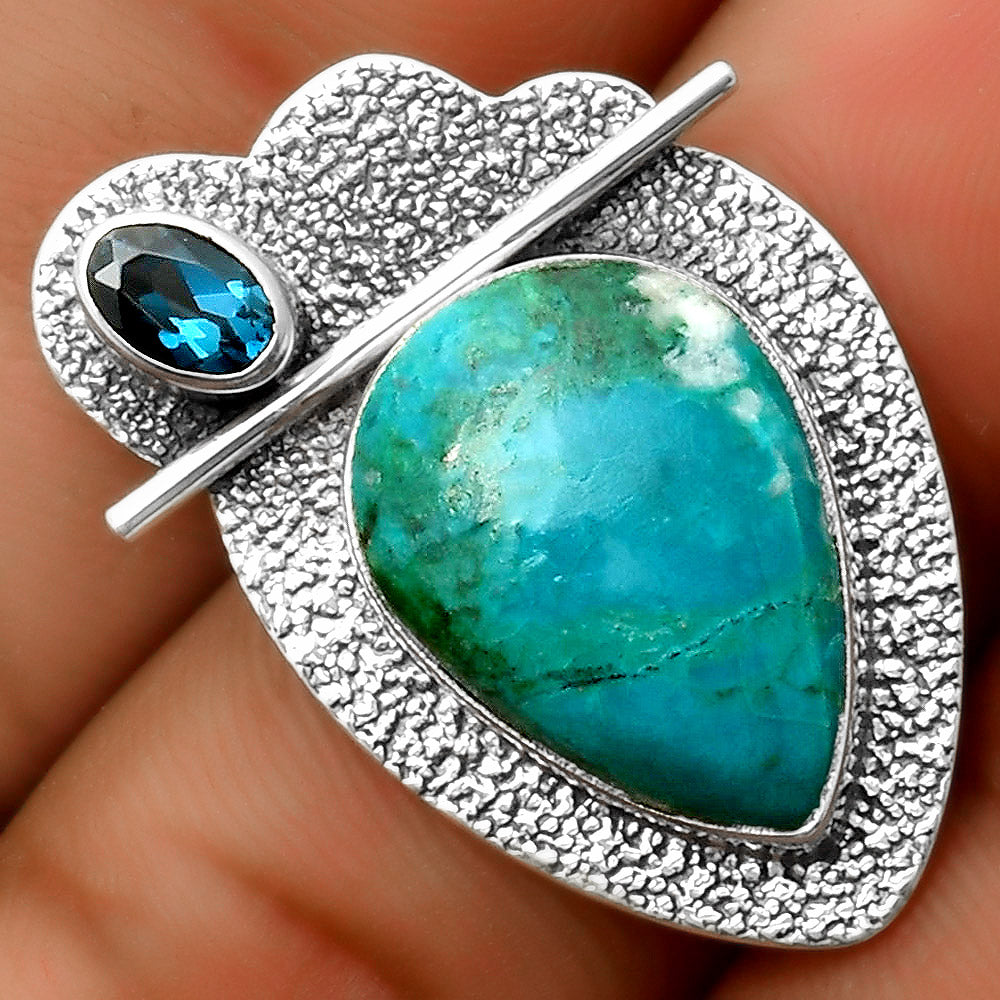 Azurite Chrysocolla & London Blue Topaz Pendant P-1338 SDP113027
