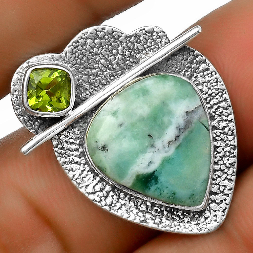 Dendritic Chrysoprase - Africa & Peridot Pendant P-1338 SDP113030