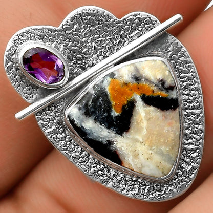 Indian Blanket Jasper & Amethyst Pendant P-1338 SDP113035