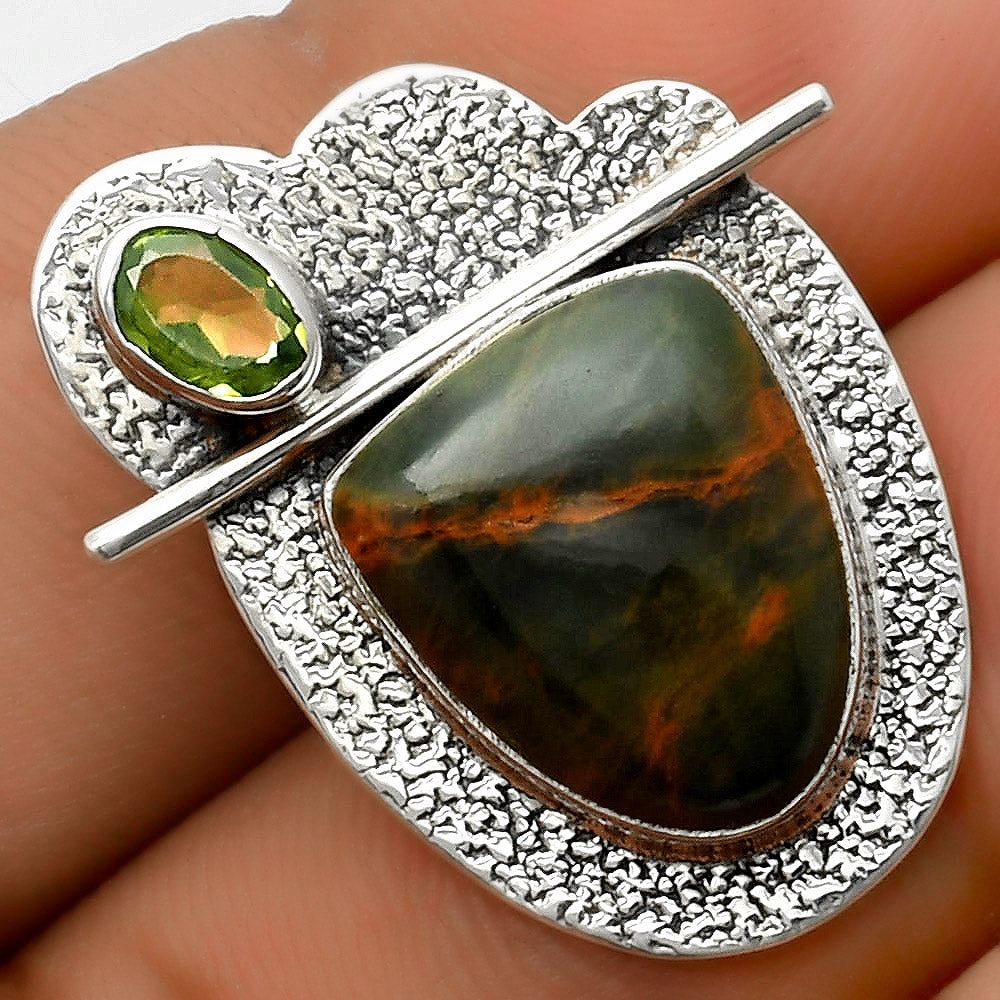 Turkish Rainforest Chrysocolla Peridot Pendant P-1338 SDP113036