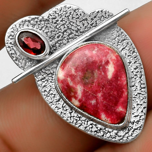 Natural Pink Thulite Norway & Garnet Pendant P-1338 SDP113052