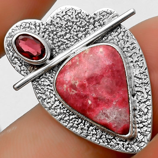 Natural Pink Thulite Norway & Garnet Pendant P-1338 SDP113056