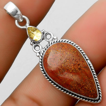 Natural Red Moss Agate & Citrine Pendant P-1282 SDP113080
