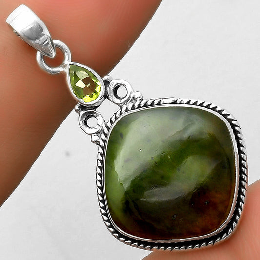 Natural Chrome Chalcedony & Peridot Pendant P-1282 SDP113097