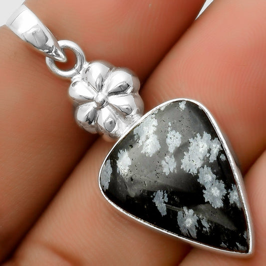 Natural Snow Flake Obsidian Pendant P-1308 SDP113155