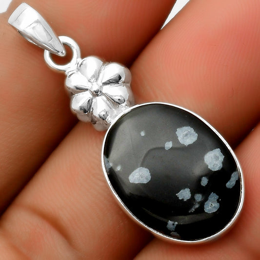 Natural Snow Flake Obsidian Pendant P-1308 SDP113156