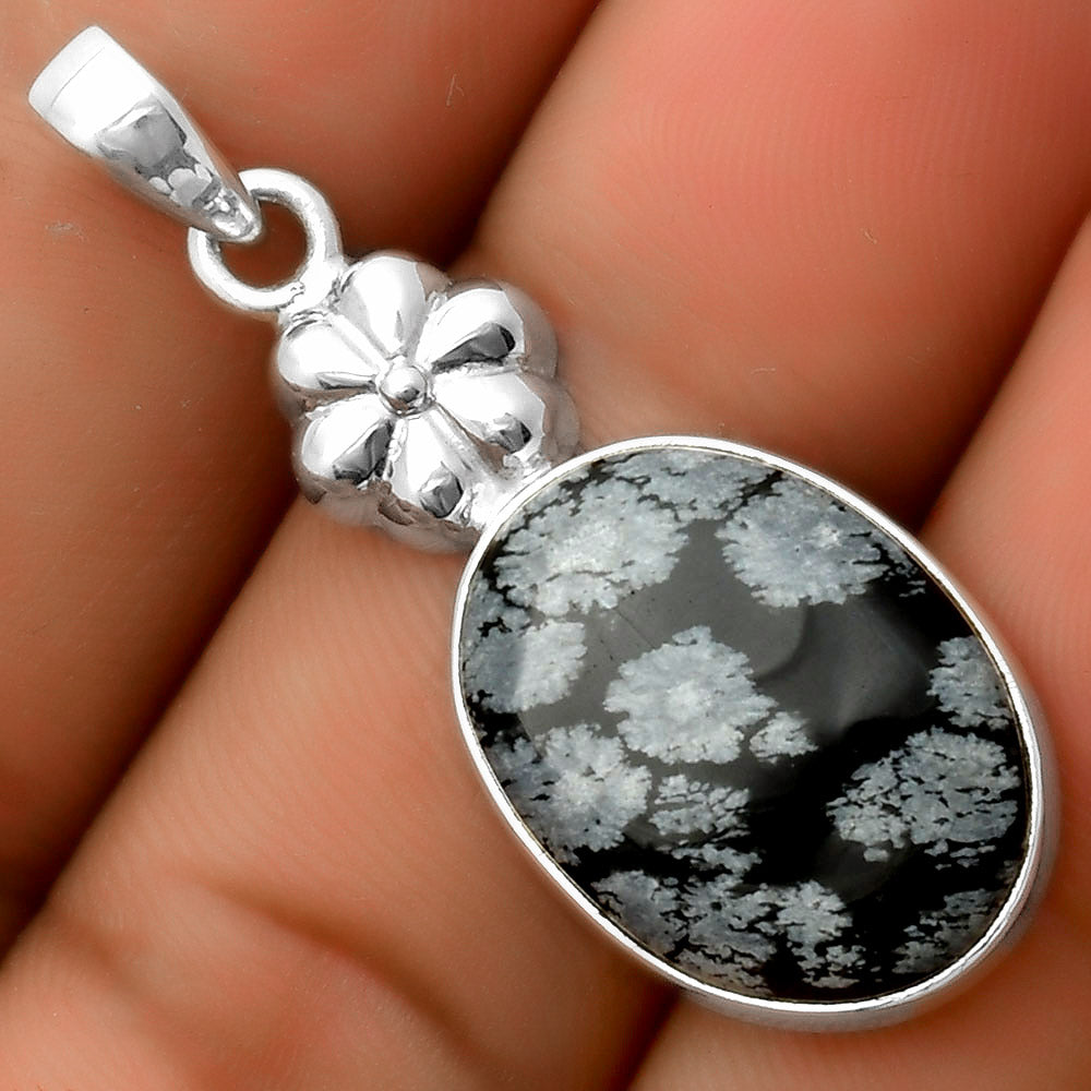 Natural Snow Flake Obsidian Pendant P-1308 SDP113199
