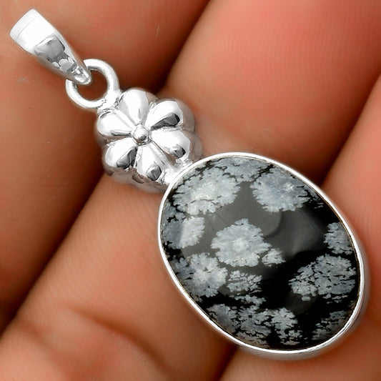 Natural Snow Flake Obsidian Pendant P-1308 SDP113199