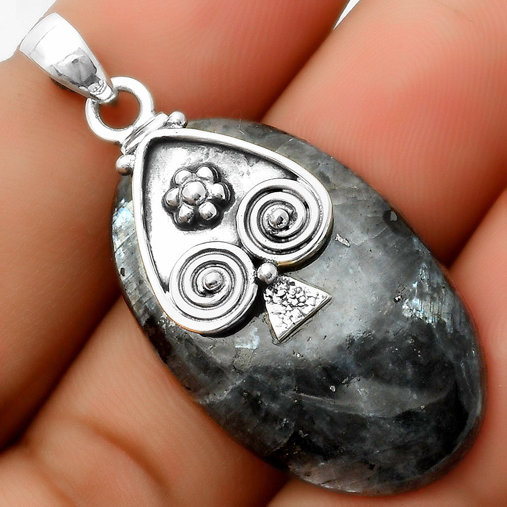 Larvikite Stone - Black Moonstone Pendant P-1388 SDP113222