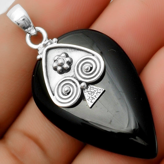 Natural Black Onyx - Brazil Pendant P-1388 SDP113242