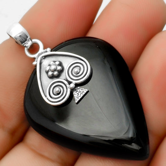 Natural Black Onyx - Brazil Pendant P-1388 SDP113243