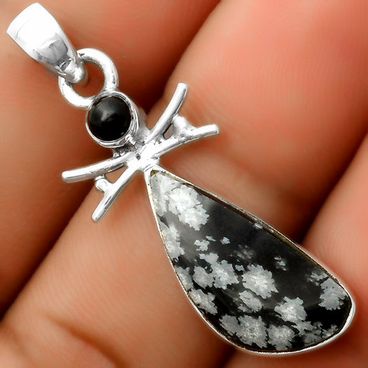 Snow Flake Obsidian & Black Onyx Pendant P-1243 SDP113250