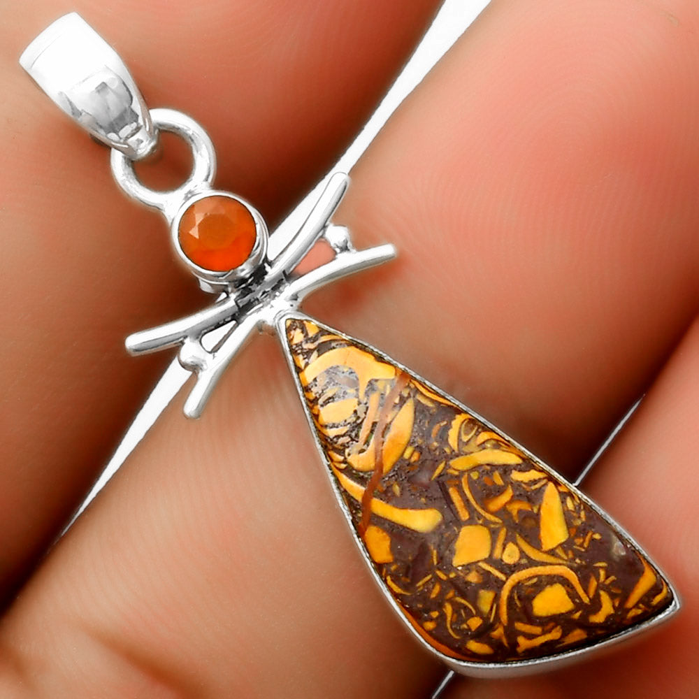 Coquina Fossil Jasper & Carnelian Pendant P-1243 SDP113257