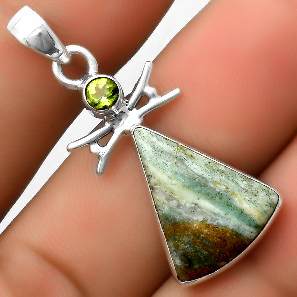 Natural Saturn Chalcedony & Peridot Pendant P-1243 SDP113267