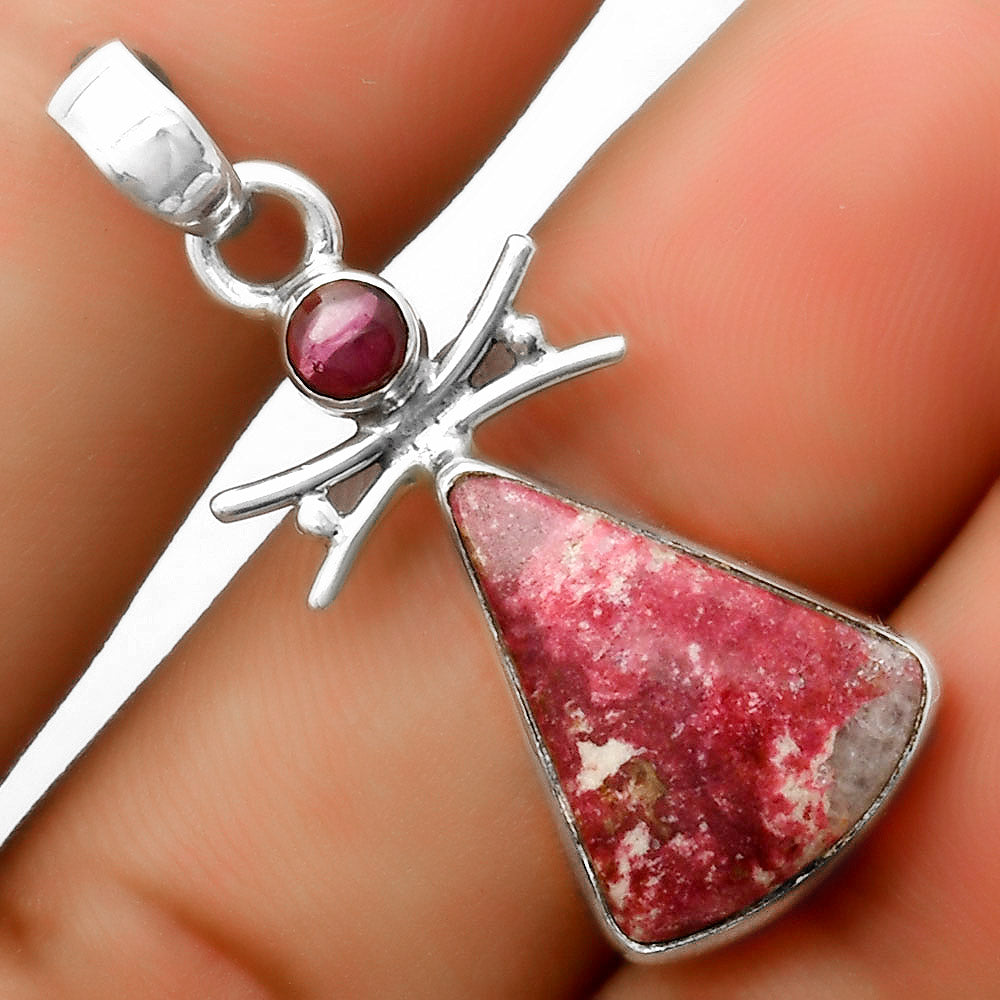 Natural Pink Thulite Norway & Garnet Pendant P-1243 SDP113273