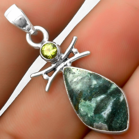 Natural Larsonite Jasper & Peridot Pendant P-1243 SDP113274