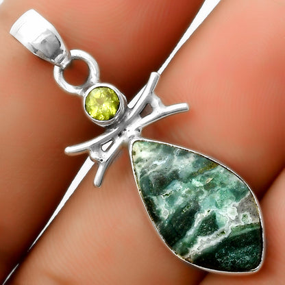 Natural Larsonite Jasper & Peridot Pendant P-1243 SDP113275