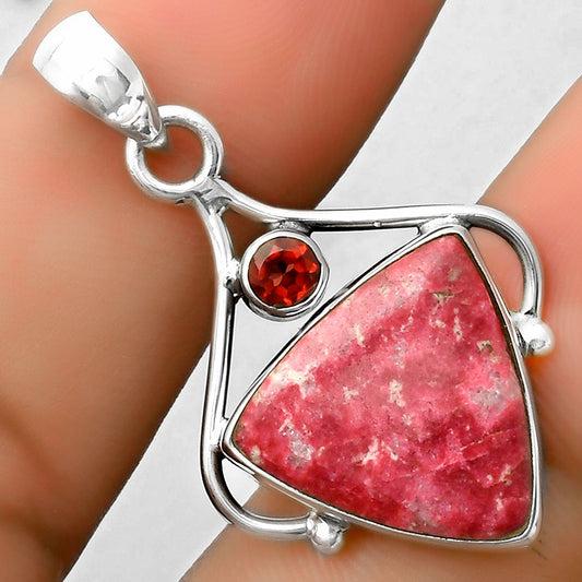Natural Pink Thulite Norway & Garnet Pendant P-1575 SDP113489