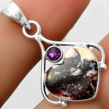 Heart Indian Blanket Jasper & Amethyst Pendant P-1575 SDP113497