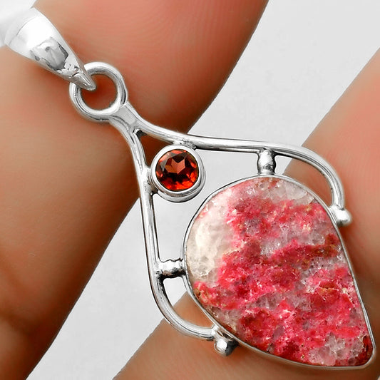 Natural Pink Thulite Norway & Garnet Pendant P-1575 SDP113498