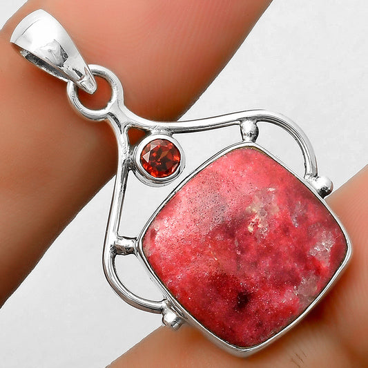 Natural Pink Thulite Norway & Garnet Pendant P-1575 SDP113520