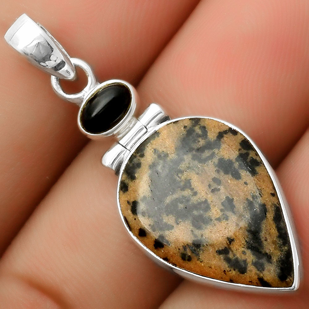 Russian Honey Dendrite Opal Black Onyx Pendant P-1108 SDP113539